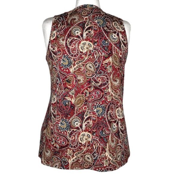 Alyx Size L Red Multi Color Paisley Print Sleeveless Top - Picture 2 of 5